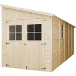 Timbela Holz-Gartenhaus, Beige, Holz, 218x250x493 cm, Aufbewahrung &...