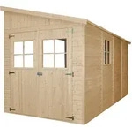 Timbela Holz-Gartenhaus, Beige, Holz, 216x249x395 cm, Aufbewahrung &...
