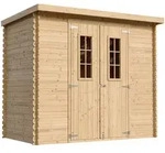Timbela Holz-Gartenhaus, Beige, Holz, 239x200x142 cm, Aufbewahrung & Schutzh&uuml;llen,