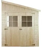 Timbela Holz-Gartenhaus, Beige, Holz, 216x243x297 cm, Aufbewahrung &...