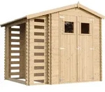 Timbela Holzhaus, Beige, Holz, 256x218x206 cm, Aufbewahrung & Schutzh&uuml;llen,