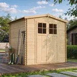 Timbela Gartenhaus, Beige, Holz, 236x224x226 cm, Aufbewahrung & Schutzh&uuml;llen,