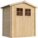 Timbela Holzhaus, Beige, Holz, 180x224x136 cm, Aufbewahrung & Schutzh&uuml;llen,