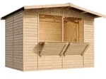 Timbela Marktbude, Beige, Holz, 336x232x263 cm, Aufbewahrung & Schutzh&uuml;llen,