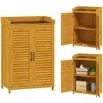 Outsunny Gartenschrank, Gelb, Holz, 40x98.5x65.5 cm, Aufbewahrung & Schutzh&uuml;llen,