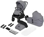 Lionelo Kinderwagenset Mika Plus 2in1, Grau, 2-teilig, 62x110x93 cm, EN 1888,...