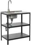 Beliani Outdoor-K&uuml;cheninsel, Schwarz, Silber, Metall, 80x90x50 cm, Gartenzubeh&ouml;r,
