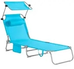 SoBuy Sonnenliege, Blau, Metall, Textil, 195x90x63 cm, Gartenm&ouml;bel, Gartenliegen