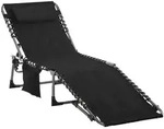 Outsunny Gartenliege, Schwarz, Metall, 57x30x188 cm, Gartenm&ouml;bel, Gartenliegen
