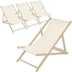 ECD-Germany Liegestuhl, Beige, Holz, 57.5x83x100 cm, Gartenm&ouml;bel, Gartenliegen