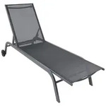 Gardenson Gartenliege, Schwarz, Textil, Kunststoff, Metall, 32x58x192 cm, R&auml;der am