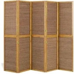Homestyle4u Paravent, Braun, Holz, 220x175x2 cm, Wohnzimmer, Raumteiler & Paravents,