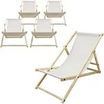 ECD-Germany Liegestuhl, Beige, Holz, 57.5x83x100 cm, Gartenm&ouml;bel, Gartenliegen