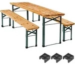 tectake Bierzeltgarnitur, Braun, Holz, Rechteckig, Gartenm&ouml;bel, Gartenm&ouml;bel-Sets