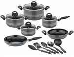 GSW Kochtopfset Milano Grey, Grau, Metall, 6-teilig, 16 cm, 1.5 L, ISO 9001,