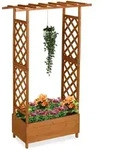 Relaxdays Pflanzkasten, Orange, Holz, Textil, 60 L, 110x183x44 cm, Gartenzubeh&ouml;r,