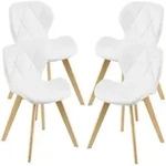 [en.casa] Esszimmerstuhl-Set, Wei&szlig;, Leder, 47x78x52 cm, Esszimmer, St&uuml;hle,