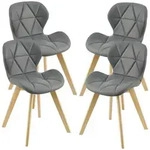 [en.casa] Esszimmerstuhl-Set, Grau, Leder, 47x78x52 cm, Esszimmer, St&uuml;hle,