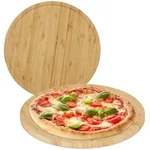 Relaxdays Pizzateller, Hellbraun, Holz, 32x1.5x32 cm, Essen & Trinken, Geschirr,