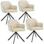 tectake Drehstuhl, Creme, Schwarz, Textil, 56x81x59 cm, Esszimmer, St&uuml;hle,