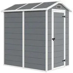 Outsunny Gartenhaus, Grau, Kunststoff, 131x198x186 cm, Aufbewahrung &...