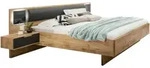 Carryhome Bettanlage, Graphit, Dunkelgrau, Plankeneiche, Glas, Textil, F, 180x200 cm,