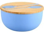 Kesper Salatsch&uuml;ssel, Hellblau, Hellbraun, Holz, Kunststoff, 4-teilig, Bambus, rund,