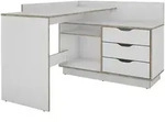 Mid.you Eckschreibtisch, Wei&szlig;, Sonoma Eiche, Holzwerkstoff, 3 Schublade(n)