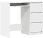 vidaXL Schreibtisch, Wei&szlig;, Holz, Strukturbuche, Rechteckig,Rechteckig, 90x76x45 cm,