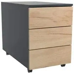 Mid.you Rollcontainer, Anthrazit, Honigeiche, Holzwerkstoff, 3 Schublade(n)