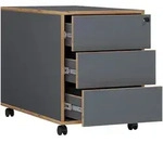 P & B Rollcontainer, Anthrazit, Honigeiche, Kunststoff, 3 Schublade(n)...