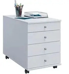 P & B Rollcontainer, Wei&szlig;, Holzwerkstoff, 4 Schublade(n) Schubladen, 42x57x80 cm,