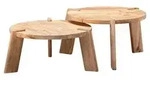 Mid.you Couchtischset, Hellbraun, Holz, 2-teilig, Mangoholz, massiv, rund, konisch,