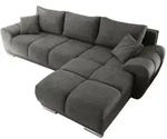 ed exciting design Ecksofa, Grau, Textil, Uni, 3-Sitzer, seitenverkehrt