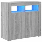 vidaXL Sideboard, Silbereichen, Holz, Strukturbuche, 3 F&auml;cher, Rechteckig, 80x75x35