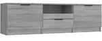 vidaXL Lowboard, Silbereichen, Holz, Strukturbuche, 3 F&auml;cher, 1 Schubladen,
