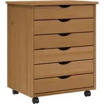 vidaXL Rollschrank, Braun, Holz, Kiefer, 6 Schubladen, 39x65.5x53 cm,...