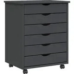 vidaXL Rollschrank, Grau, Holz, Kiefer, 6 Schubladen, 39x65.5x53 cm, Arbeitszimmer,