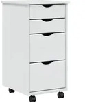vidaXL Rollschrank, Wei&szlig;, Holz, Kiefer, 4 Schubladen, Rechteckig, 34x65.5x39 cm,