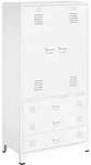 vidaXL Industrial, Wei&szlig;, Metall, 2 F&auml;cher, 3 Schubladen, 90x180x50 cm, Garderobe,