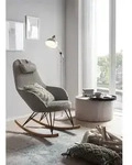 Livetastic Schaukelstuhl, Grau, Metall, Esche, furniert, 102x109x66 cm,