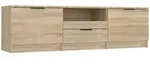 vidaXL Lowboard, Sonoma Eiche, Holz, Strukturbuche, 3 F&auml;cher, 1 Schubladen,