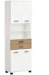 Stylife Hochschrank Katta, Wei&szlig;, Eiche, Kunststoff, Streifen, 3 F&auml;cher, 2