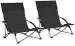 vidaXL Klappbare, Schwarz, Textil, 65.5x66x55.5 cm, Gartenm&ouml;bel, Gartenst&uuml;hle,