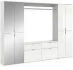 Mid.you Garderobe, Wei&szlig; Hochglanz, Glas, Holzwerkstoff, 3-teilig, 2 Schublade(n)