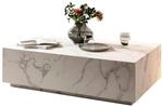 Livetastic Couchtisch, Wei&szlig;, Holzwerkstoff, Marmoroptik, rechteckig, Sockel,