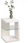 Xora Beistelltisch, Wei&szlig;, Glas, Holzwerkstoff, quadratisch, Bodenplatte, 40x60x40