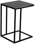 Beistelltisch, Schwarz, Metall, Stein, Marmoroptik, rechteckig, eckig, Kufe, 43x62x38