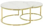 Livetastic Couchtischset, Wei&szlig;, Stein, 2-teilig, Marmoroptik, rund, eckig,