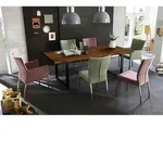 SAM Esstisch, Braun, Metall, Echtholz,Akazie, Quadratisch,Rechteckig, U-Form,